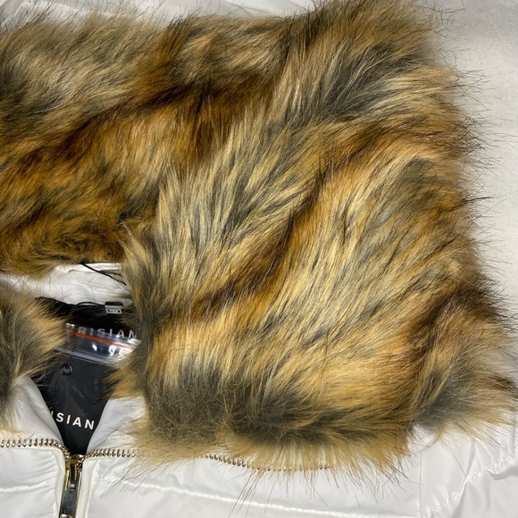 White Puffer Jacket with Faux Fur hood - Picture 6 of 8